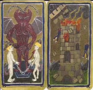Tarot AC Visconti-Sforza deck, Devil and Tower
